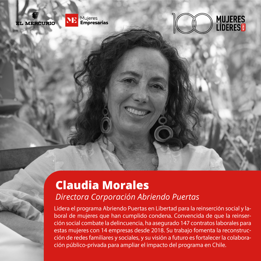 Fotografía asociada a la noticia '100 Mujeres Líderes': Nuestra directora Claudia Morales, quien además lidera el programa Abriendo Puertas en Libertad, fue electa como una de las 100 Mujeres...